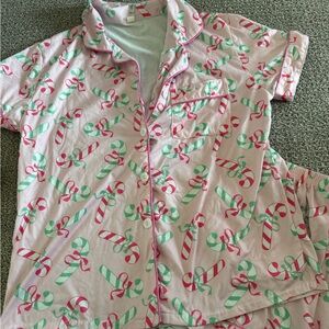 Pink Candy Cane Short Pajama Set